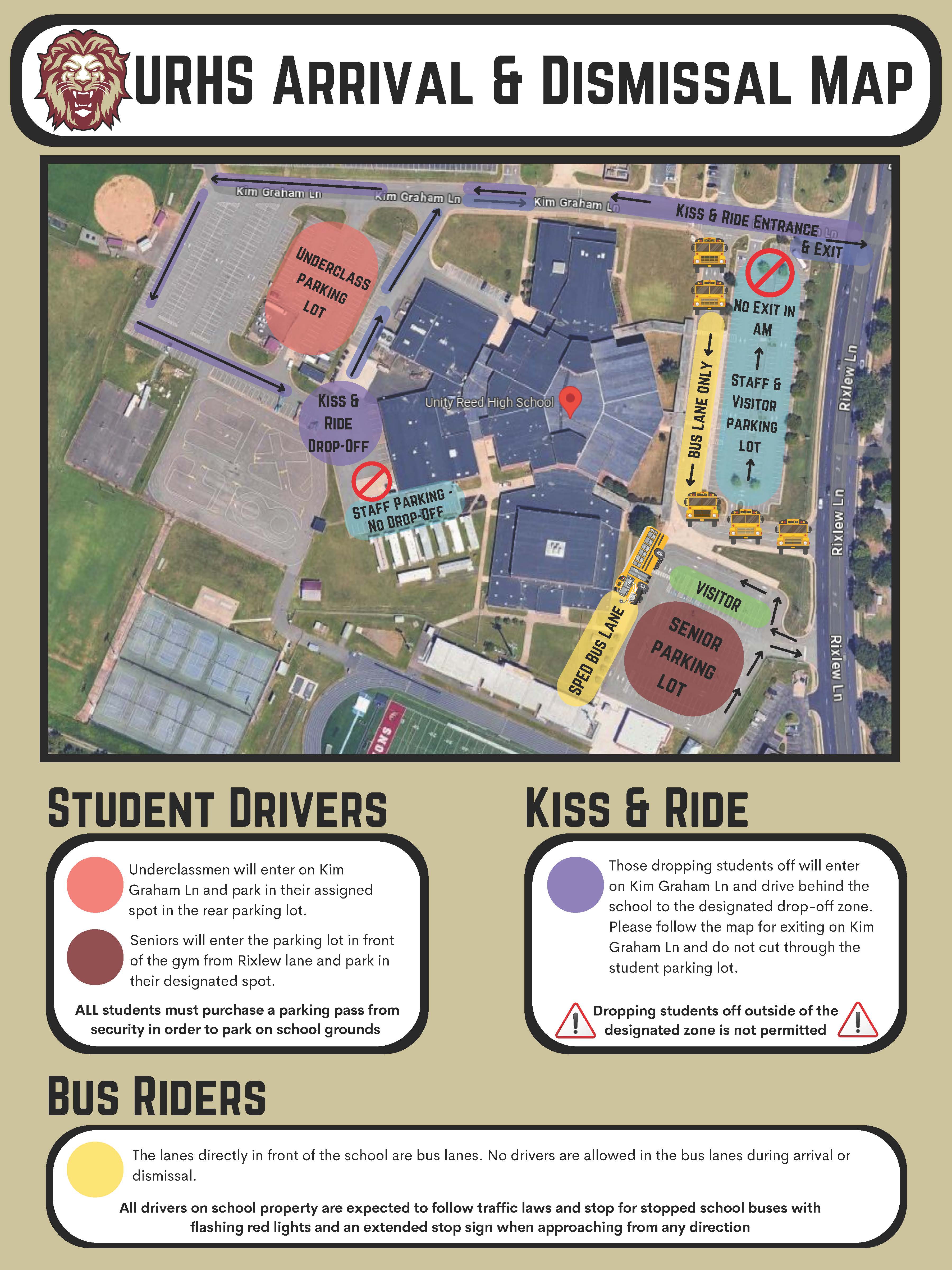 Map of Unity Reed High School Parking lot