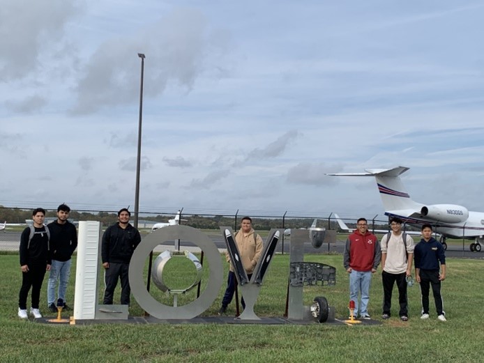 students at airport