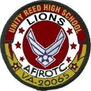URHS AFJROTC logo Unit Reed High School AFJROTC Lions logo with an Air Force-style emblem and the text “LIONS” and “AFJROTC” around the center.
