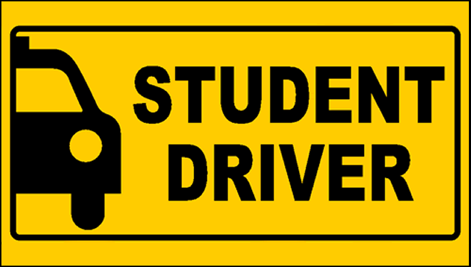 Student Drivers yellow caution sign
