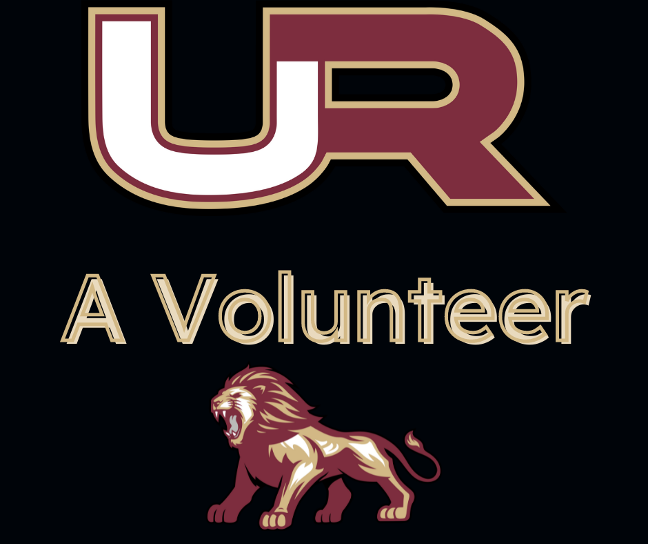 UR and Lion logos with text stating UR a Volunteer 